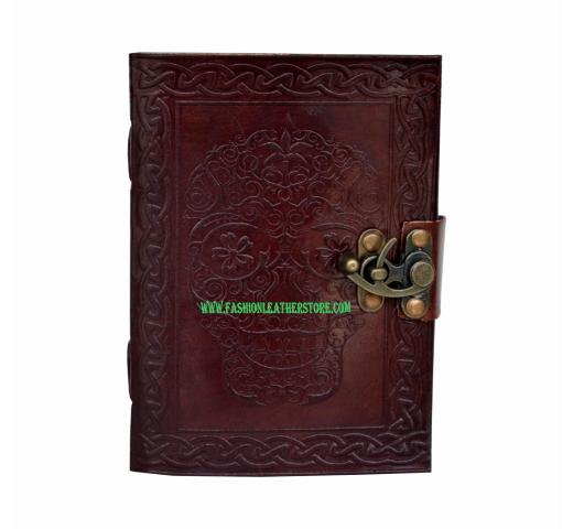 Celtic Shadow Day of the Dead Leather Embossed Journal with metal lock Look Dairy